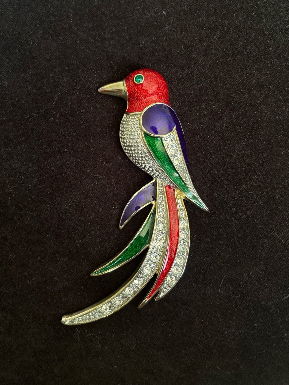 Vintage Colorful Parrot Bird Brooch